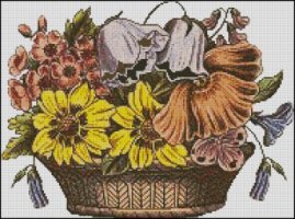 Flowers in Cane Basket