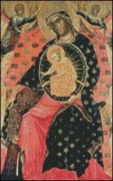 Madonna and Child Enthroned with Two Devout People
