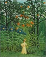 Woman Walking in an Exotic Forest